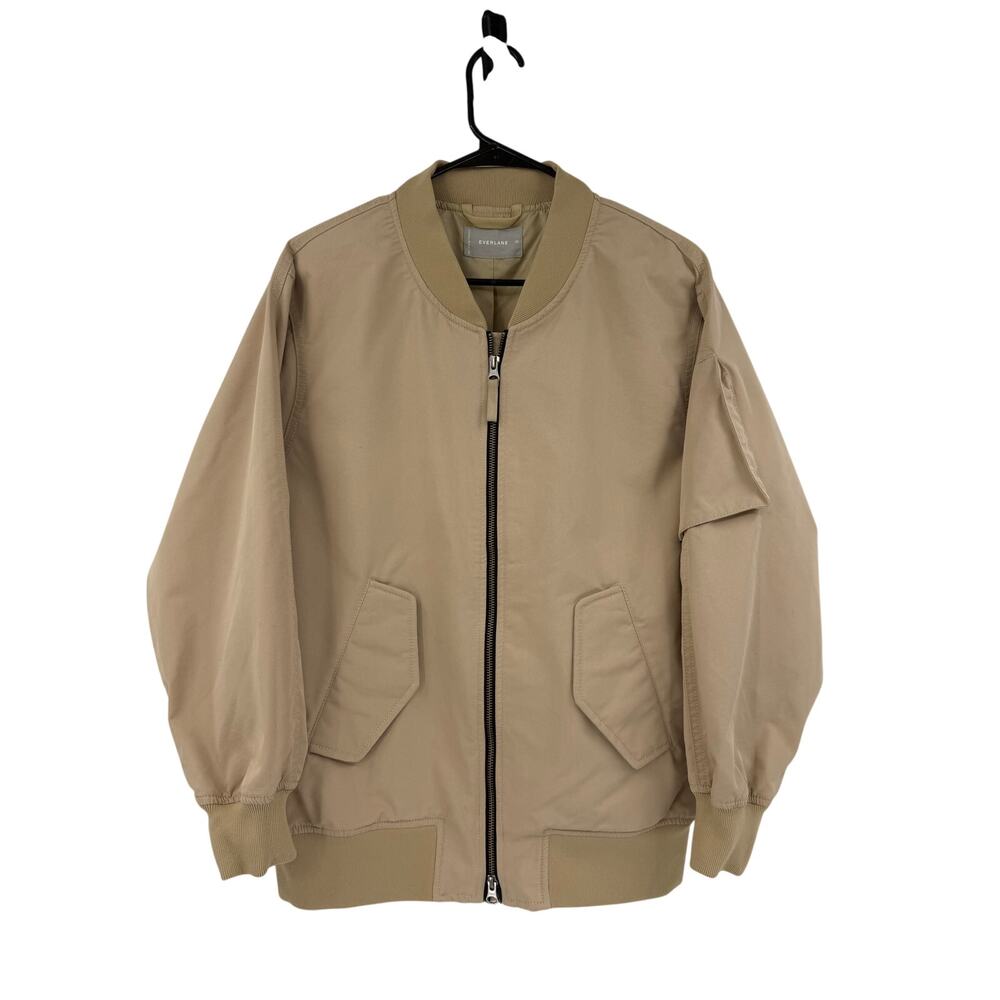 Everlane The Bomber Jacket Khaki Light Tan Size XS Oversized Fit Minimalist